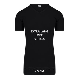 3-Pak Extra lang heren T-shirt met V-hals M3000 Zwart