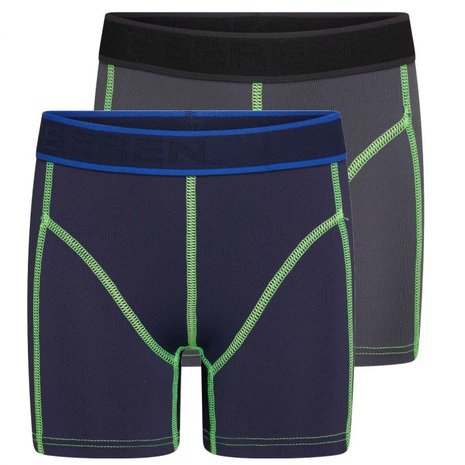 2-Pack Mix&Match Jongens boxershorts uni D.Blauw/Grijs