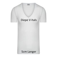 EXTRA LANG met DIEPE V-hals WIT 100% Katoen